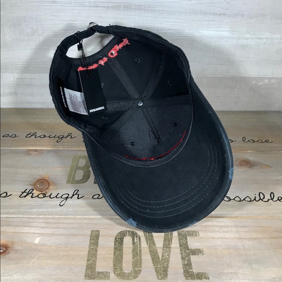 Dsquared 2 Black/Dark Navy Embroidered Hat Cap - Picture 4 of 4